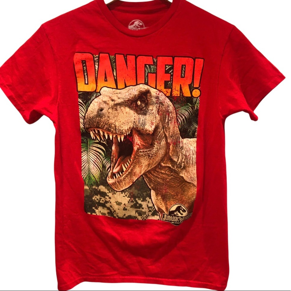 Dinosaur red graphic T- shirt “danger” Size S
